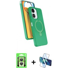 İlk El Grup Ieg™ Redmi 13C Iz Işık Koleksiyonu - Siyah 3D Antistatik Cam Ekran Koruyucu + Gümüş Raze Metal Kamera Lens