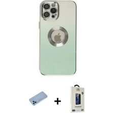 İlk El Grup Ieg™ iPhone 12 Pro Max Kutup Yansıma Özel Seri - Siyah Bilvis Hayalet Cam Ekran Koruyucu + Mavi Shine Kamera Lens Koruma Cam