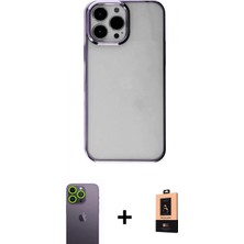 İlk El Grup Ieg™ iPhone 13 Pro Max Doruk Doku Prime - Şeffaf Maxco Cam Ekran Koruyucu + Yeşil Neon Fosforlu Kamera Lens