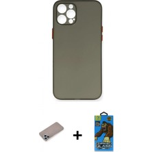 İlk El Grup Ieg™ iPhone 12 Pro Max Yadigar Yansıma Serisi - Siyah 18D Cam Ekran Koruyucu + Sierra Blue Shine Kamera Lens Koruma Cam