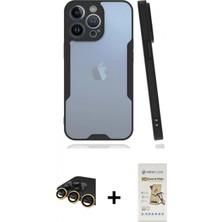 İlk El Grup Ieg™ iPhone 14 Pro Max Atlas Asil Serisi - Siyah Mat Seramik Nano Ekran Koruyucu + Gold Raze Metal Kamera Lens