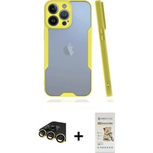 İlk El Grup Ieg™ iPhone 14 Pro Max Atlas Asil Serisi - Siyah Mat Seramik Nano Ekran Koruyucu + Gold Raze Metal Kamera Lens