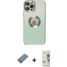 İlk El Grup Ieg™ iPhone 12 Pro Max Kutup Yansıma Özel Seri - Siyah 20D Premium Cam Ekran Koruyucu + Gümüş Metal Kamera Lens Koruma Cam