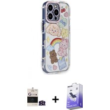 İlk El Grup Ieg™ iPhone 14 Pro Max Ahenk Modern Serisi - Siyah Bilvis 5in1 5d Magic Hayalet Cam Ekran Koruyucu + Derin Mor Bilvis Titan Kamera Lens