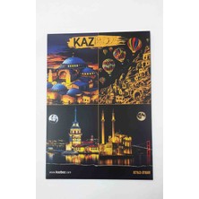 Kazboz 4'lü Kazıma Sanatı Hobi Seti A4 Boyutunda Kağıt ile Scratch Drawing Art Özellikli