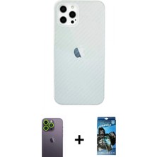 İlk El Grup Ieg™ iPhone 12 Pro Max Nova Çizgi - Siyah 34D Izgaralı Cam + Yeşil Neon Fosforlu Kamera Lens