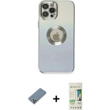 İlk El Grup Ieg™ iPhone 12 Pro Max Kutup Yansıma Özel Seri - Siyah 20D Premium Cam Ekran Koruyucu + Gümüş Metal Kamera Lens Koruma Cam