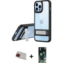 İlk El Grup Ieg™ iPhone 13 Pro Max Yadigar Yansıma - Şeffaf 360 Full Body Arka Koruyucu + Kırmızı Rainbow Kamera Lens Koruma Cam