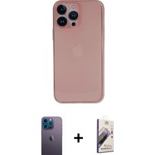 İlk El Grup Ieg™ iPhone 13 Pro Max Yadigar Yansıma Serisi - Siyah Bilvis 3D Mat Cam Ekran Koruyucu + Mavi Neon Fosforlu Kamera Lens