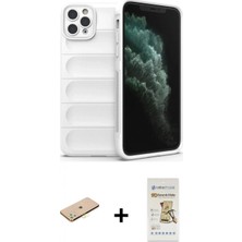 İlk El Grup Ieg™ iPhone 11 Pro Atlas Koleksiyonu - Siyah Mat Seramik Nano Ekran Koruyucu + Sarı Renkli Kamera Lens Koruma Cam