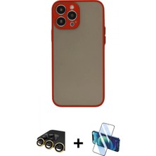 İlk El Grup Ieg™ iPhone 13 Pro Max Ahenk Çizgi Serisi - Siyah 3D Antistatik Cam Ekran Koruyucu + Gold Raze Metal Kamera Lens