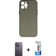 İlk El Grup Ieg™ iPhone 12 Pro Max Yadigar Yansıma Serisi - Siyah 5d Eko Cam Ekran Koruyucu + Beyaz Neon Fosforlu Kamera Lens