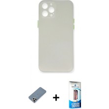 İlk El Grup Ieg™ iPhone 12 Pro Max Kılıf Yadigar Yansıma Serisi - Siyah 5d Eko Cam Ekran Koruyucu + Gümüş Metal Kamera Lens Koruma Cam