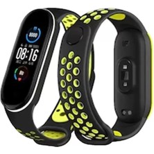 Senka Newface Mi Band 4 Spor Delikli Kordon - Siyah-Yeşil-Beyaz