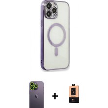 İlk El Grup Ieg™ iPhone 13 Pro Max Doruk Minimal - Şeffaf Maxco Cam Ekran Koruyucu + Yeşil Neon Fosforlu Kamera Lens