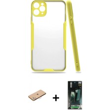 İlk El Grup Ieg™ iPhone 11 Pro Max Atlas Asil Serisi - Şeffaf 360 Full Body Arka Koruyucu + Pembe Renkli Kamera Lens Koruma Cam