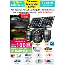 IDS 20MP 3 Otomatik 4 Kameralı - 1 Yıl Her Ay 100GB Internet + Sd Kart Dahil 4g Solar Güvenlik Kamerası