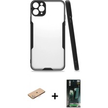 İlk El Grup Ieg™ iPhone 11 Pro Max Atlas Asil Serisi - Şeffaf 360 Full Body Arka Koruyucu + Pembe Renkli Kamera Lens Koruma Cam