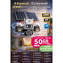 IDS 20MP Solar 4G Güvenlik Kamerası 4 Kamera 128GB SD Kart ve 50GB İnternet ile Ultra Çözünürlük