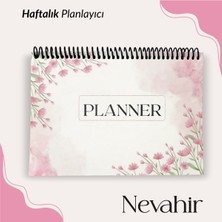 Çiçek Desenli Haftalık Planlayıcı A5 100 gr Kalın Kağıt Helezon Haftalık Organizer