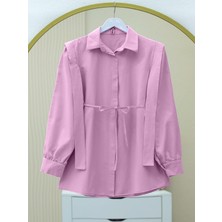 Modamorfo Boydan Düğmeli Omuz Detaylı Gömlek   -Pembe