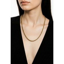 Lykos Çelik Gold Renk Burgu Model 45 cm Kadın Kolye
