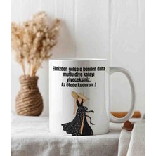 Weiler Riger Az Ötede Kudurun Yazılı Şık Kadın Illüstrasyonlu Esprili Premium Porselen Kupa Bardak Hediye WR020