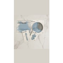 Oioi Mavi Beslenme Seti(Mama Önlüğü-Kaktüs-Puzzle Tabak-Nam Nam Kaşık)