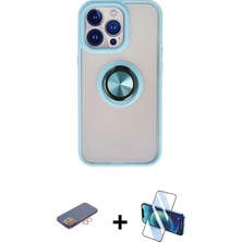 İlk El Grup Ieg™ iPhone 13 Pro Kılıf Yörünge Çizgi - Siyah 3D Antistatik Seramik Nano Ekran Koruyucu + Turuncu Renkli Kamera Lens Koruma Cam