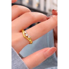 Atalya Accessory Minimal 3 Zirkon Taşlı Kadın Çelik Yüzük – Ayarlanabilir Boyut