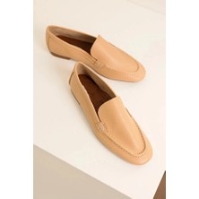 Grado Hakiki Deri Saraçlı Rahat Kalıp Nude Babet