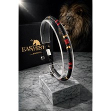 EastWest 925 Ayar Gümüş Snake Serisi Hematit Taşı Bileklik Sarı Kırmızı - Gs, Galatasaray, Aslan
