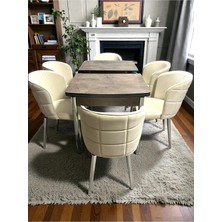 Msy Home 4 Kişilik Exclusive Kelebek Sonomo Krom Ayaklı Modern Yemek Odası Grubu