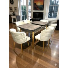 Msy Home 6 Kişilik Exclusive Kelebek Sonomo Gold Ayaklı Modern Yemek Odası Grubu