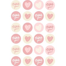 Punky Store Baskılı Kuşe Etiket Sticker - 3,5x3,5 cm - 72 Adet - Kargo Etiketi – Thank You Yazılı Kalp Desenli Etiket