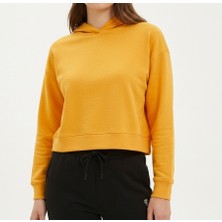 Bumerangspor Kadın Uzun Kol Kapüşonlu Basic Crop Sweatshirt