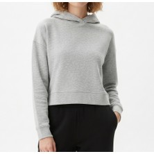 Bumerangspor Kadın Uzun Kol Kapüşonlu Basic Crop Sweatshirt