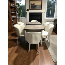 Msy Home 6 Kişilik Exclusive Kelebek Sonomo Krom Ayaklı Modern Yemek Odası Grubu