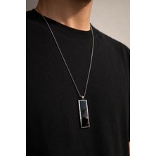 925 Ayar Gümüş Siyah Ayna Kolye - Eastwest Reflect Oksitli Siyah