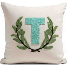 Home Art Paris Kişiye Özel Harf Işlemeli Punch Nakışlı Dekoratif Kırlent Kılıfı - Nefes Alabilen Doğal Keten Kumaş 40X40 cm Sadece Kılıf