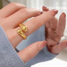 Atalya Accessory Minimal Damla Tasarım Ayarlanabilir Kadın Çelik Yüzük