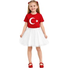 Asyaden Baby Kız Erkek Çocuk Bayraklı Tişört Kırmızı & Beyaz Renk 23 Nisan, 19 Mayıs, 29 Ekim Özel Pamuklu Kısa Kol