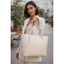 Duki Daso Türkiye Bej Zincir Logolu Kadın Omuz Çantası | Bej MT1550