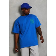 Giyim Center Erkek Baskılı T-Shirt Kısa Kol Bisiklet Yaka Regular Fit Tişört - Saks Mavisi