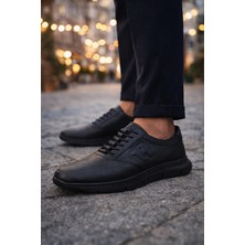 Grado Hakiki Deri Erkek Siyah Battal Boy Spor Ayakkabı Comfort Rahat Kalıp