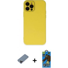 İlk El Grup Ieg™ iPhone 12 Pro Max Çekirdek Modern Serisi - Siyah 18D Cam Ekran Koruyucu + Siyah Metal Kamera Lens Koruma Cam