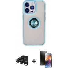 İlk El Grup Ieg™ iPhone 15 Pro Kılıf Yörünge Çizgi - Siyah 3D Antistatik Mat Seramik Nano Ekran Koruyucu + Titanyum Gri Raze Metal Kamera Lens