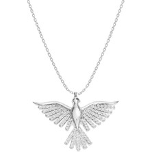 Brezza Lusso Jewelry 925 Ayar Gümüş Işıltılı Anka Kuşu Gümüş Kolye