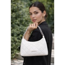 Duki Daso Türkiye Beyaz Kapitone Zincir Askılı Kadın Omuz Çantası | Beyaz MT1545
