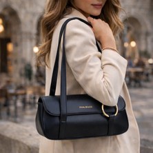 Duki Daso Türkiye Siyah Gold Halka Detaylı Kadın Omuz Çantası | Siyah T8314